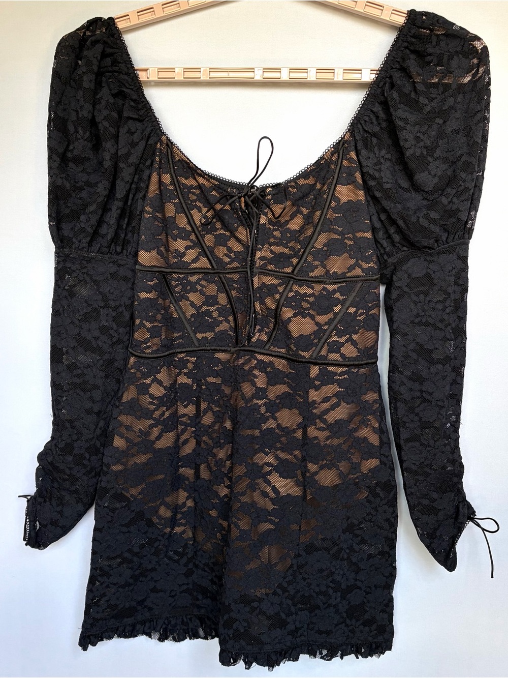 For Love & Lemons Violetta Lace Mini Dress Sz M NWT Lace Bodycon Corset Romantic - Picture 7 of 16